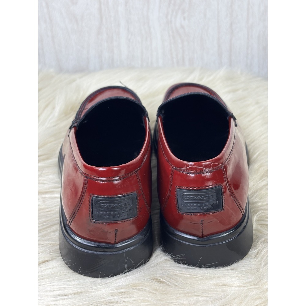 Coach Rita Loafer 8.5 Red Patent Leather Italy Square Toe Y2K Preppy Chic - Picture 4 of 9
